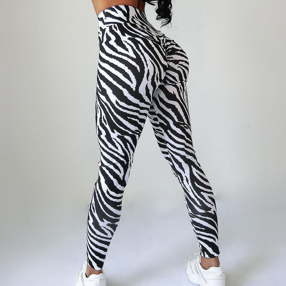 Zebra Print Quick Dry High Waist Gym Leggings - MomyMall