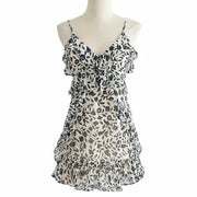 Summer Floral V-neck Mini Dress With Ruffles - MomyMall BLACK / S