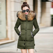 Long Puffer Parka Coat With Faux Fur Hood