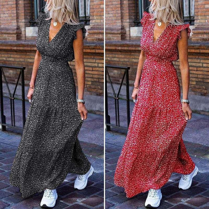 Floral Print Long Maxi Dress - Plus Size Dress With Cute Ruffle Sleeves