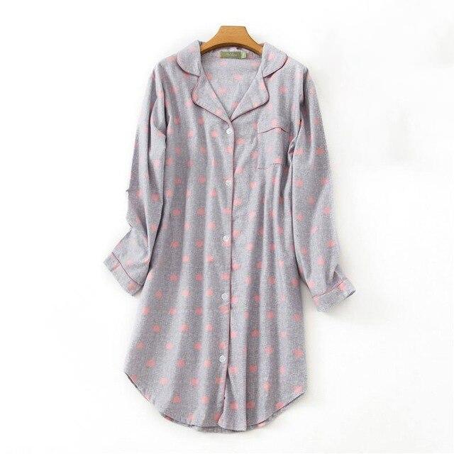 Plus Size Button Front Fleece Pyjama Shirt - MomyMall GREY / L