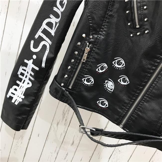 Weiche Bikerjacke aus Kunstleder mit Buchstabendetail