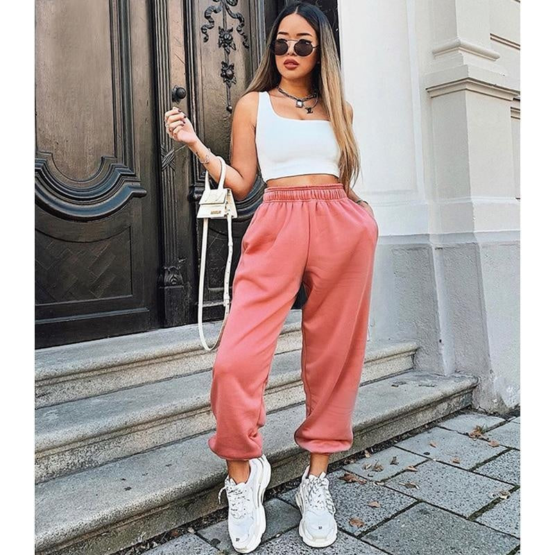 High Waist Baggy Pencil Joggers - Plus Size Joggers