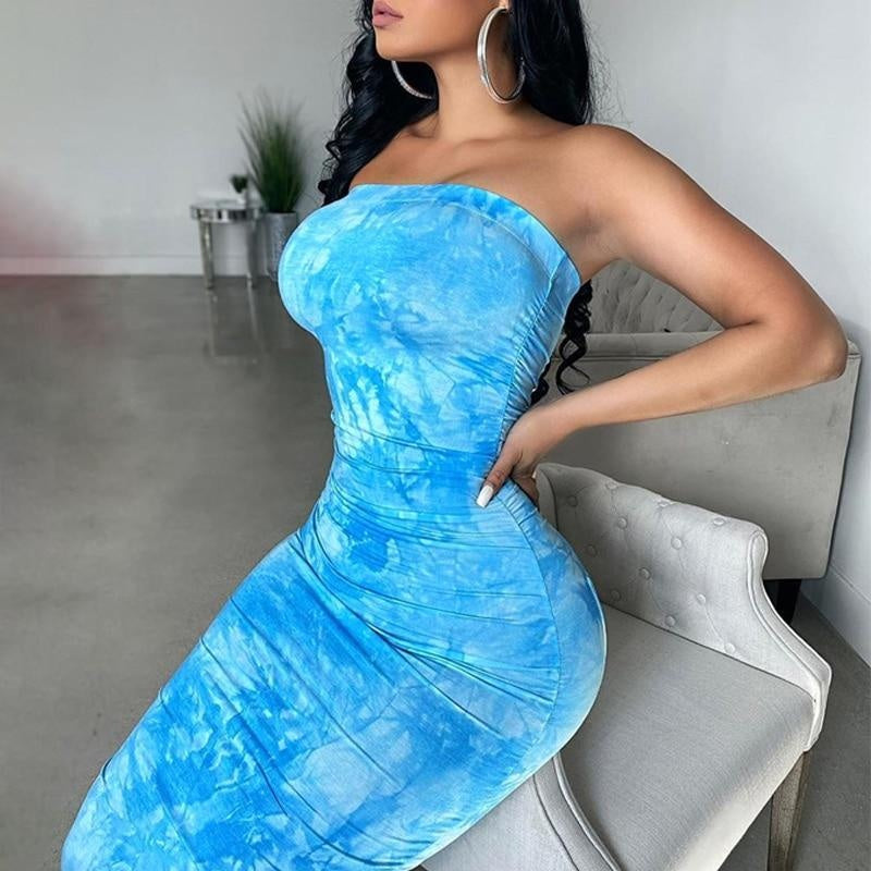 Tie Dye Bodycon Maxi Dress - MomyMall