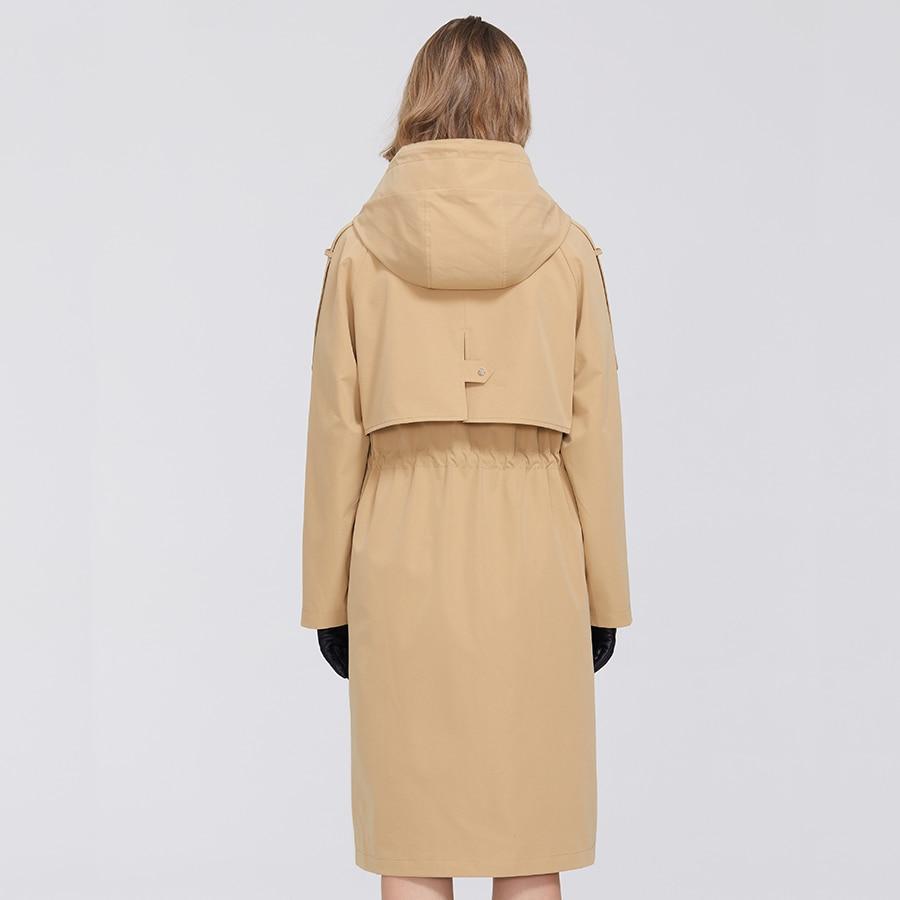 Hooded Trench Coat With Drawstring Waist - MomyMall