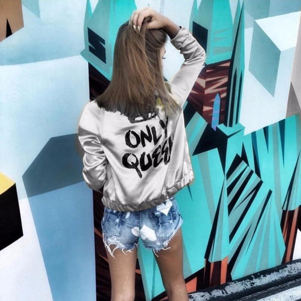 Metallic Bomber Jacket with Text