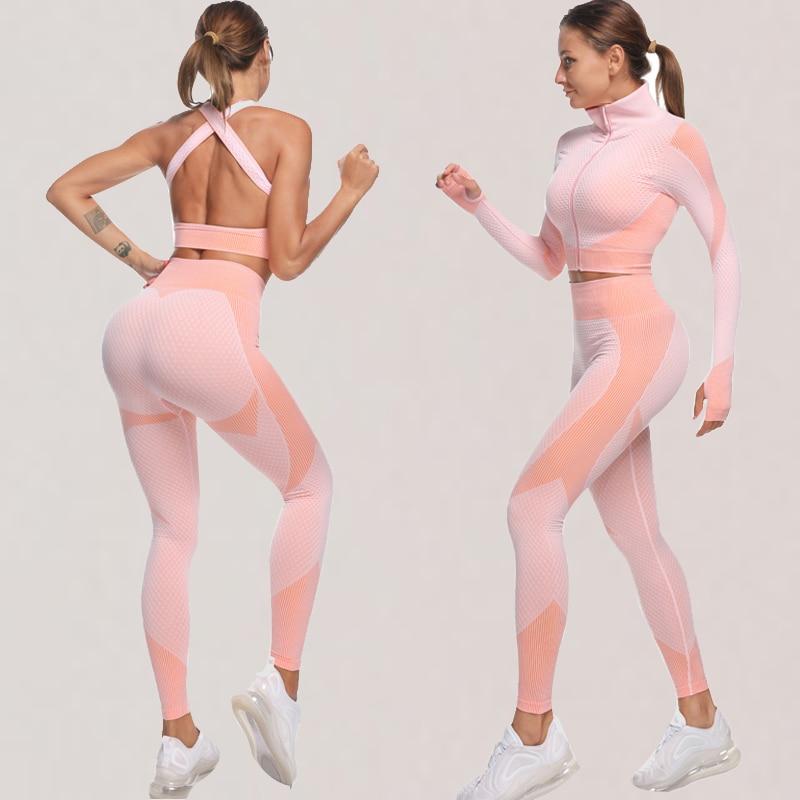 Fitness Gym Seamless 3 Piece Set - Long Sleeve