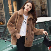 Faux Fur Teddy Bear Coat With Oversized Buttons