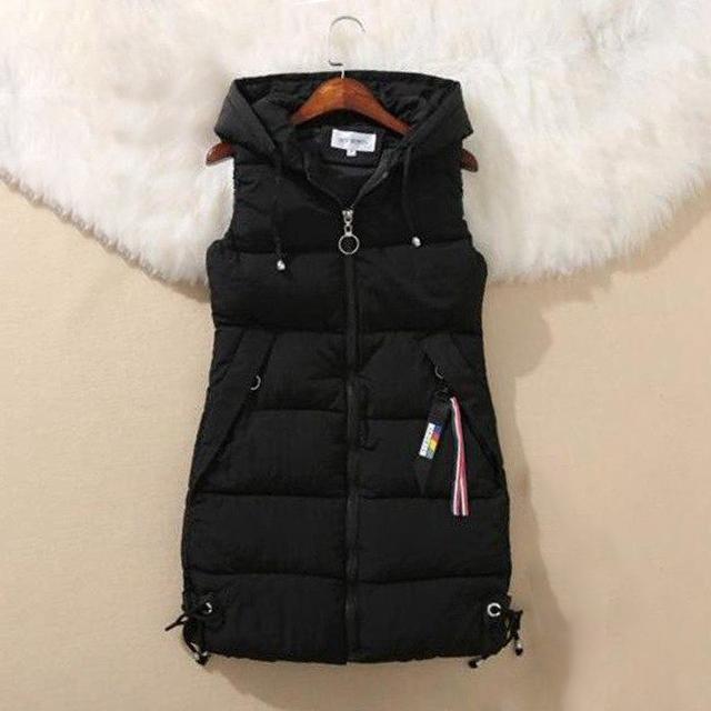 Plus Size Puffer Vest With Zip Pockets & Hood