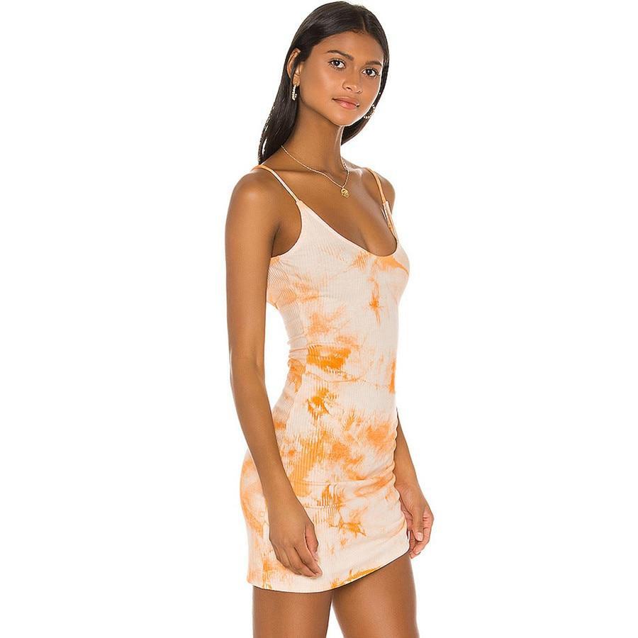 Tie Dye Spaghetti Strap Bodycon Mini Dress