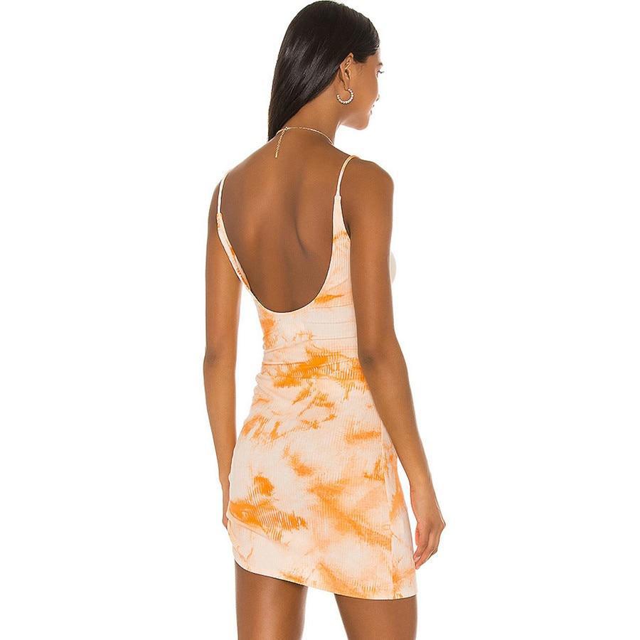 Tie Dye Spaghetti Strap Bodycon Mini Dress