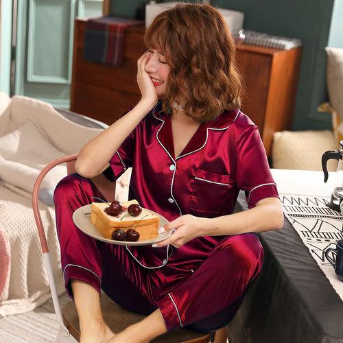 Satin Trouser Pyjama Set - MomyMall RED / S