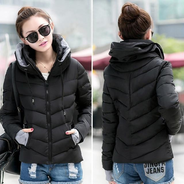 Short Hooded Padded Parka with Hood