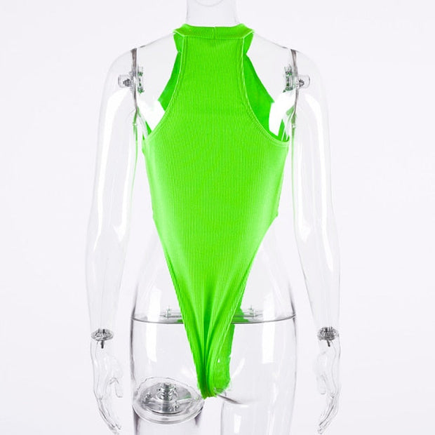 Sexy High Street Bodycon Neon Bodysuits - MomyMall green / S