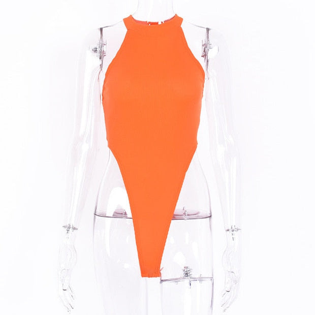 Sexy High Street Bodycon Neon Bodysuits - MomyMall orange / S