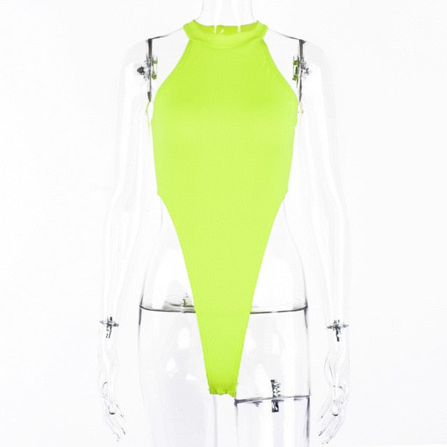 Sexy High Street Bodycon Neon Bodysuits - MomyMall neon green / S