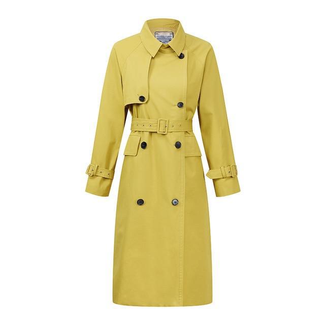 Double Breasted High Neck Trench Coat With Belt