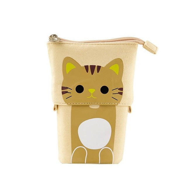 Flexible Big Cat Pencil Case Fabric Quality School Supplies Stationery Gift School Cute Pencil Box Pencilcase Pencil Bag - MomyMall Yellow