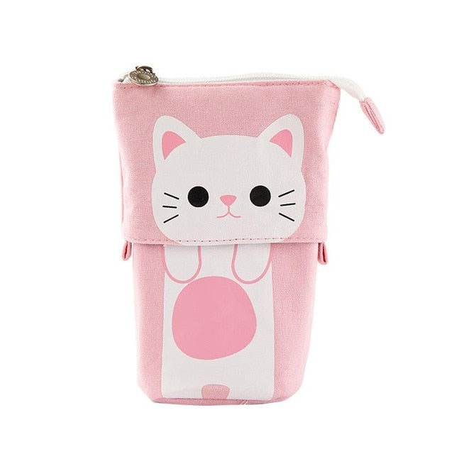 Flexible Big Cat Pencil Case Fabric Quality School Supplies Stationery Gift School Cute Pencil Box Pencilcase Pencil Bag - MomyMall Pink