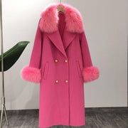 Cashmere Wool Blend Coat With Faux Fur Trim
