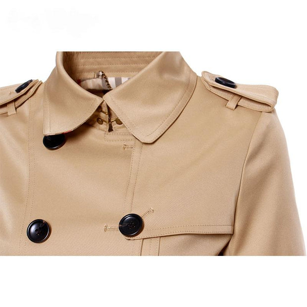 Classic Double Breasted Women's Trench Coat With Belt