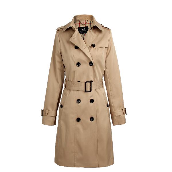 Classic Double Breasted Women's Trench Coat With Belt