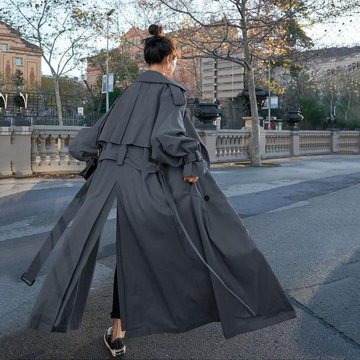 Oversized X-Long Trench Coat - Double-Breasted Belted Coat