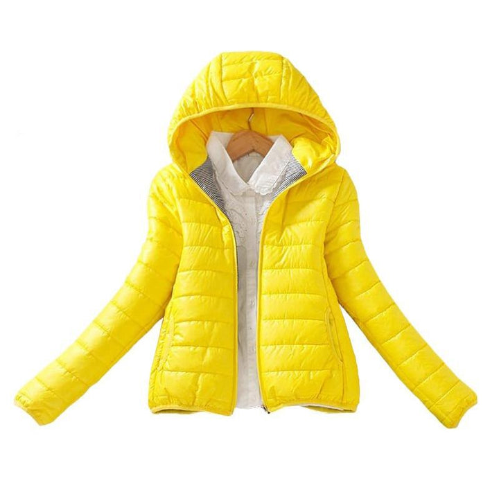Plus Size Puffer Jacket With Hood - Zip Up Hooded Puffer Jacket
