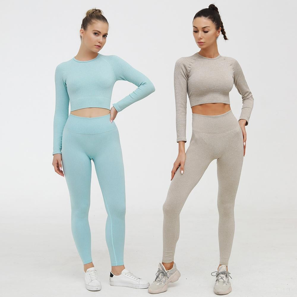 2-teiliges Activewear-Leggings- und Top-Yoga-Set nahtlos