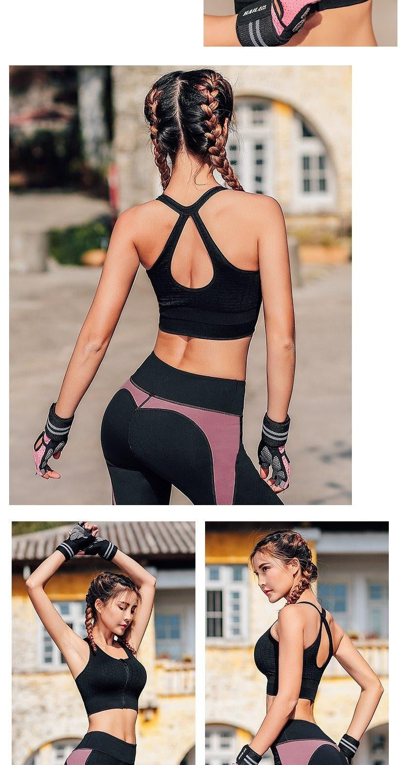 High Impact Zip Front Push Up Sports Bra - MomyMall