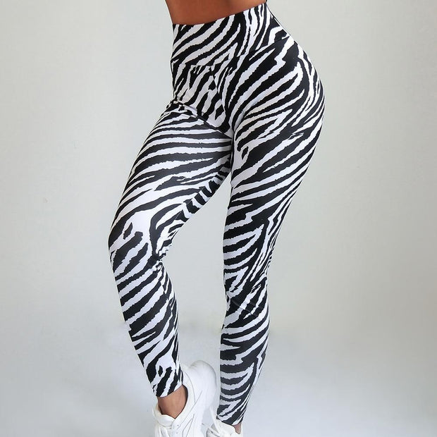Zebra Print Quick Dry High Waist Gym Leggings - MomyMall