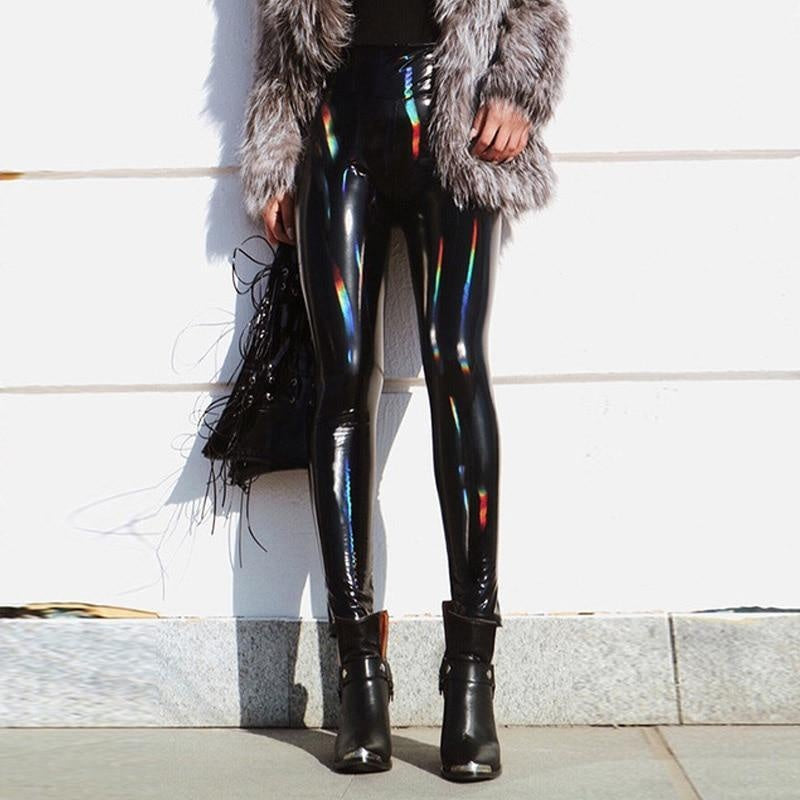 PU Vinyl Leggings - Reflective Wet Look Leggings