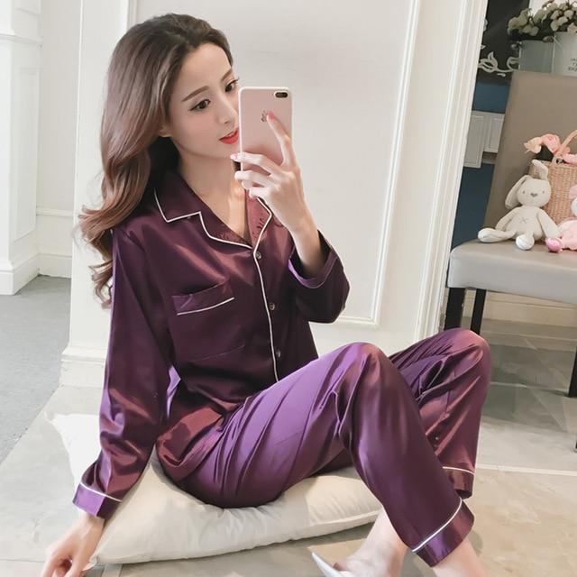 Plus Size Satin Long Sleeve Pyjama Set