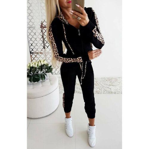 Leopard Print 2 Piece Loungewear Tracksuit Set - Hoodie With Trousers Co-Ord - MomyMall