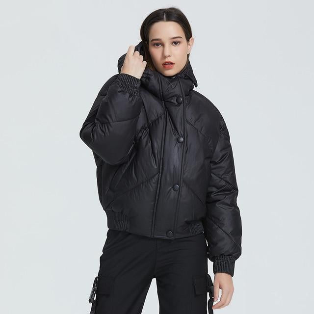 Waist Length Hooded Puffer Coat With Pockets