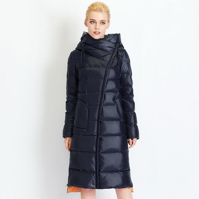 Asymmetrical Long Puffer Coat With Hood