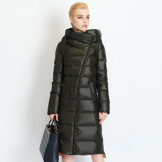 Asymmetrical Long Puffer Coat With Hood