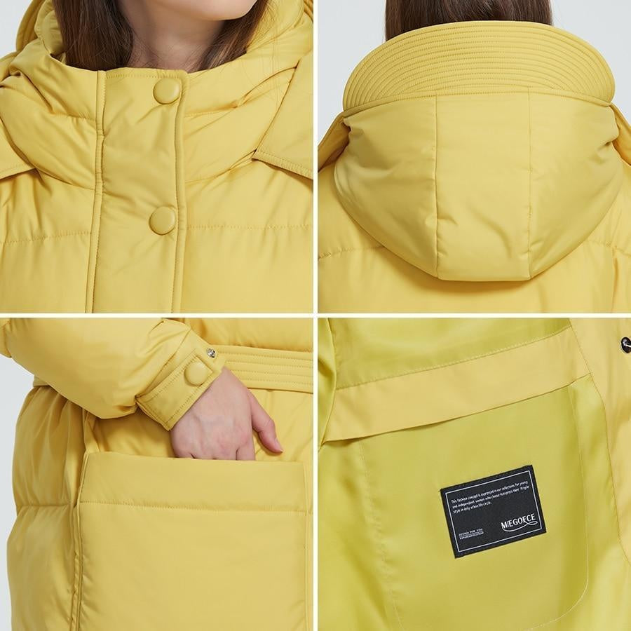 Puffer Coat With Oversized Pockets and Belt