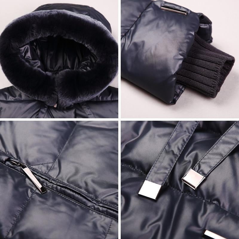 Long Puffer Jacket With Faux Fur Hood