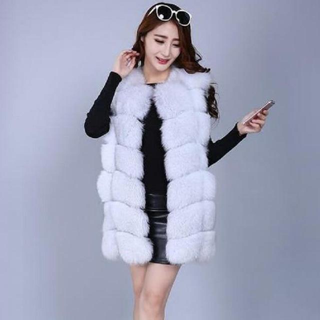 Long Faux Fur Bubble Sleeveless Gilet Vest - Plus Size