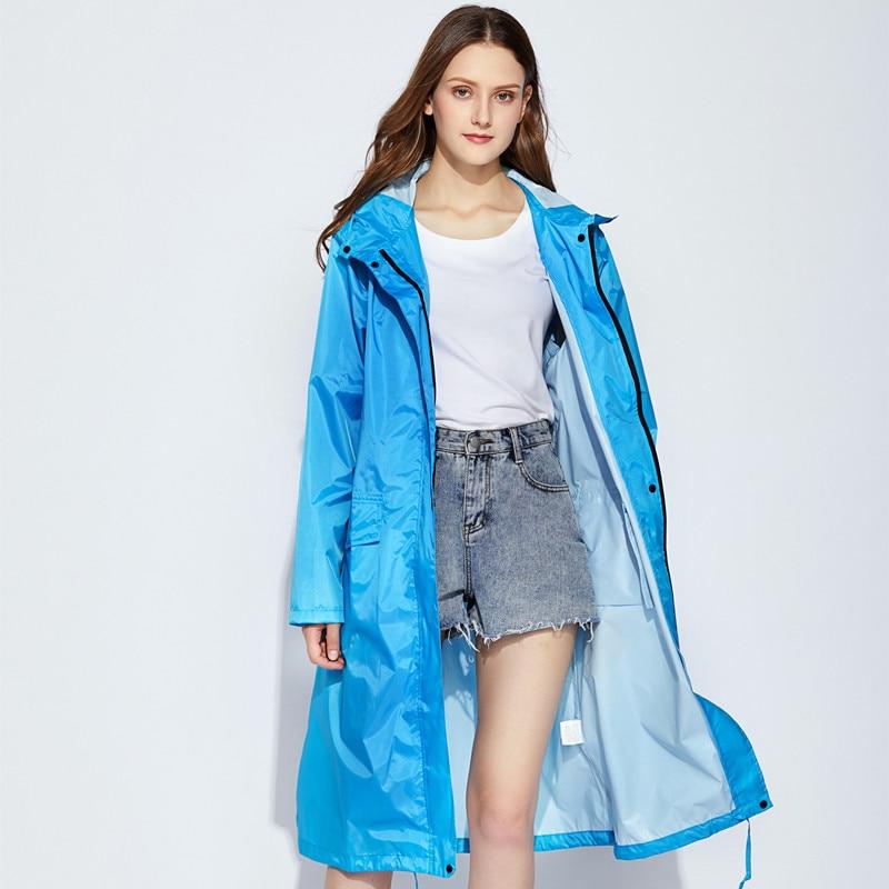 Long Waterproof Raincoat With Hood and Zip Closure