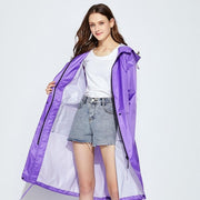 Long Waterproof Raincoat With Hood and Zip Closure