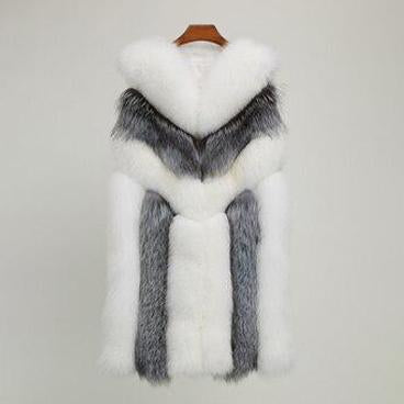 Mid-Thigh Faux Fur Gilet Plus Size In Contrast Panels