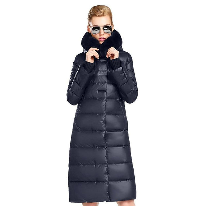 Long Puffer Jacket With Faux Fur Hood