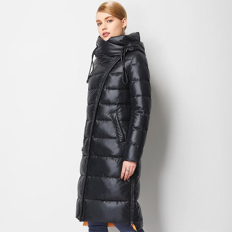 Asymmetrical Long Puffer Coat With Hood