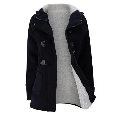 Winter Wool Blend Hooded Coat