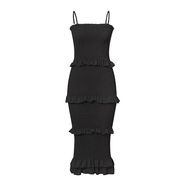 Tiered Shirred Dress - Ruffle Bodycon Dress - Plus Size - MomyMall