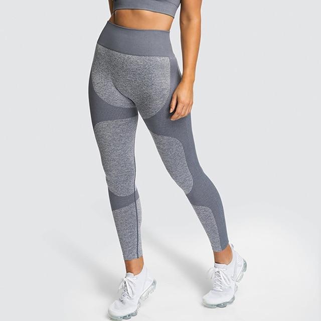 Push Up Leggings - Seamless Gym Workout Breathable Leggings - MomyMall GREY / S