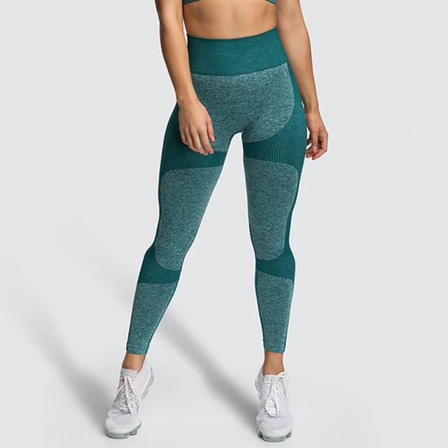 Push Up Leggings - Seamless Gym Workout Breathable Leggings - MomyMall GREEN / S