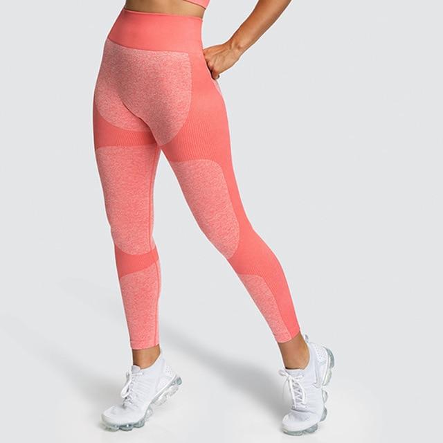 Push Up Leggings - Seamless Gym Workout Breathable Leggings - MomyMall ORANGE / S